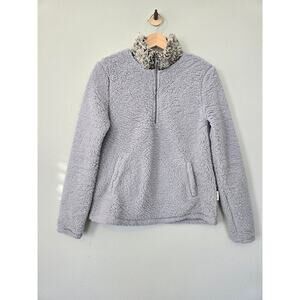 Abercrombie & Fitch Women’s Sherpa Jacket Size S Fuzzy Gray Cozy Winter Soft